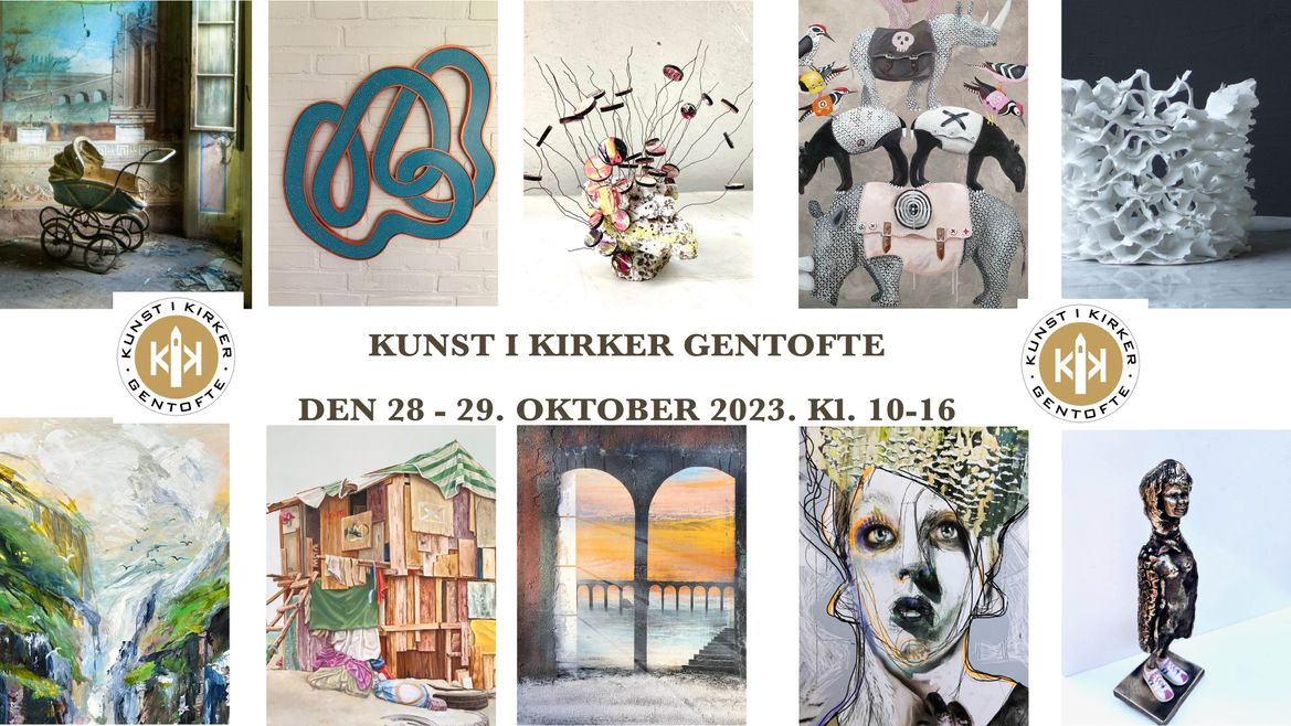 collage af værker til Kunst i Kirker